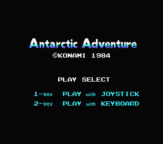 Antarctic Adventure title screen for MSX